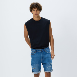 Jeansowe szorty slim fit - 29 - niebieski - męska - Reserved - 8577H-55J