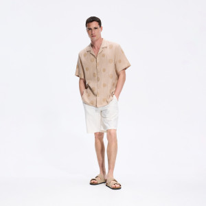 Muślinowa koszula comfort fit - L - beżowy - męska - Reserved - 857FS-08P