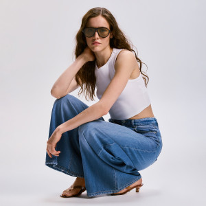 Jeansy wide leg - 34 - niebieski - damska - Reserved - 857IU-55J