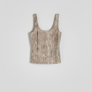 Top tie dye - XS - beżowy - damska - Reserved - 859BK-08X