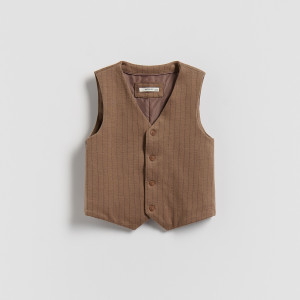 Dzianinowa kamizelka - 80 (9-12 m.) - brązowy - chłopcy - Reserved - 859ET-88X
