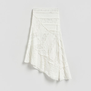 Asymetryczna spódnica midi - L - złamana biel - damska - Reserved - 859HS-01X