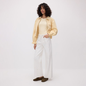 Jeansy wide leg z haftem - 40 - biały - damska - Reserved - 859JH-00J
