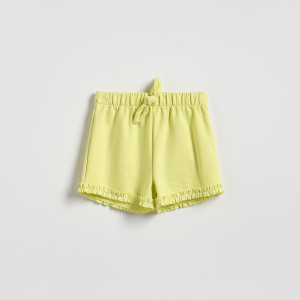 Szorty z falbanką - 104 (3-4 lata) - jasnożółty - dziewczynki - Reserved - 860HN-10X