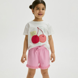 Szorty z falbanką - 104 (3-4 lata) - różowy - dziewczynki - Reserved - 860HN-30X