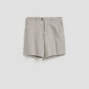 Szorty garniturowe z lnem - L - beżowy - męska - Reserved - 861HO-80M