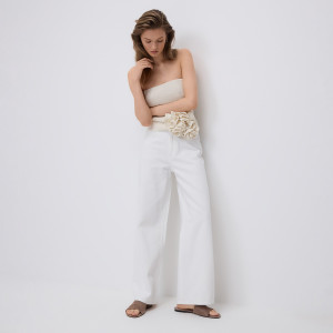 Jeansy wide leg - 46 - biały - damska - Reserved - 862JH-00J