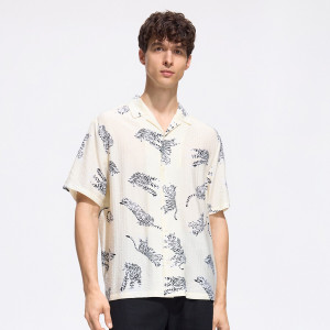 Wzorzysta koszula comfort fit - L - złamana biel - męska - Reserved - 863FS-01P