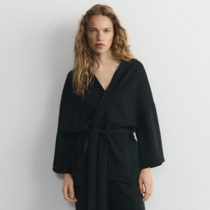 Bluza kimono z modalem - L - czarny - damska - Reserved - 863GA-99X