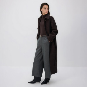 Spodnie culotte z paskiem - 42 - ciemnoszary - damska - Reserved - 864GS-90M