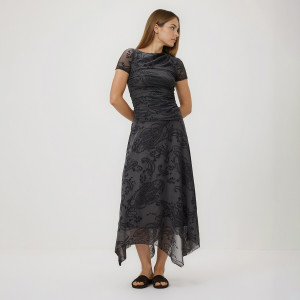 Spódnica z asymetrycznym dołem - L - ciemnoszary - damska - Reserved - 865HS-90X