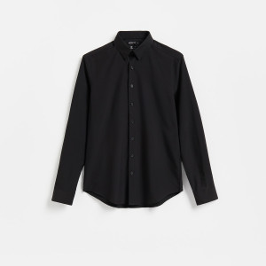 Gładka koszula slim fit - L - czarny - męska - Reserved - 865JW-99X