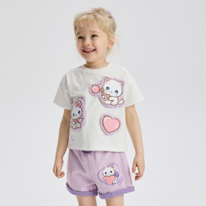 Szorty dresowe z nadrukiem - 104 (3-4 lata) - lawendowy - dziewczynki - Reserved - 867HN-04X