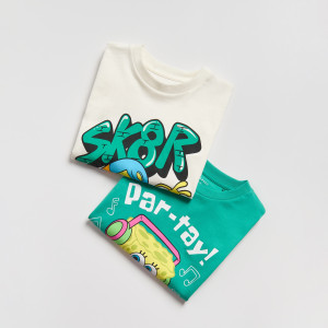 T-shirt SpongeBob 2 pack - 122 (6-7 lat) - złamana biel - chłopcy - Reserved - 870IX-01X