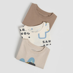 Bawełniany t-shirt 3 pack - 80 (9-12 m.) - złamana biel - chłopcy - Reserved - 873IX-01X