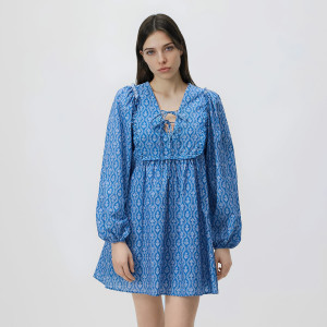 Bawełniana sukienka mini - XXL - jasnoniebieski - damska - Reserved - 874KI-50X
