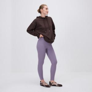 Legginsy z szerokim pasem - XL - ciemnofioletowy - damska - Reserved - 876IE-49X