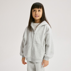 Bluza z napisem na plecach - 122/128 (6-8 lat) - jasnoszary - dziewczynki - Reserved - 877HV-09M