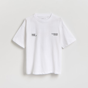 T-shirt z nadrukiem - 116 (5-6 lat) - złamana biel - chłopcy - Reserved - 878HR-01X