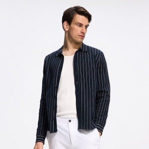 Rozpinany sweter z kołnierzem - XL - granatowy - męska - Reserved - 879JM-59P