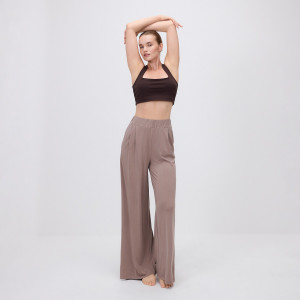 Spodnie wide leg z modalem - XL - brązowy - damska - Reserved - 884IE-84X