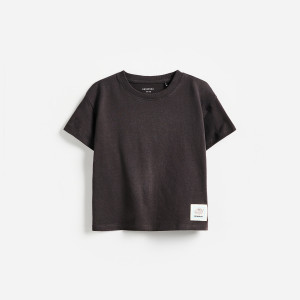 Bawełniany t-shirt z naszywką - 86 (12-18 m.) - ciemnoszary - chłopcy - Reserved - 884IX-90X
