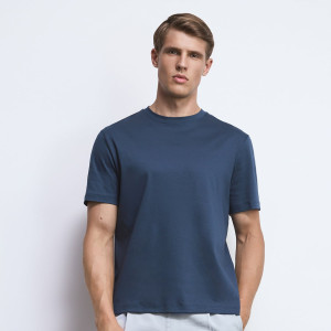 T-shirt regular z bawełny merceryzowanej - L - morski - męska - Reserved - 884KS-67X