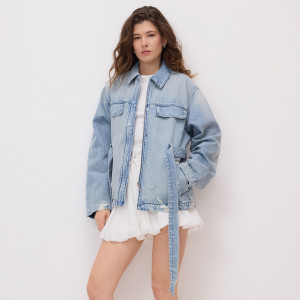Kurtka jeansowa - L - niebieski - damska - Reserved - 885JH-50J
