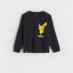 Longsleeve oversize Pokémon - 164 (13 lat) - ciemnoszary - chłopcy - Reserved - 8875X-90X