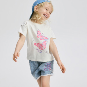 Jeansowe szorty z lamówką - 104 (3-4 lata) - niebieski - dziewczynki - Reserved - 887HN-50J