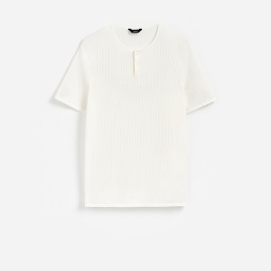 Sweter henley - M - biały - męska - Reserved - 887JM-00X