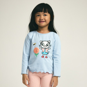 Koszulka Kicia Kocia - 110 (4-5 lat) - jasnoniebieski - dziewczynki - Reserved - 888HT-05X