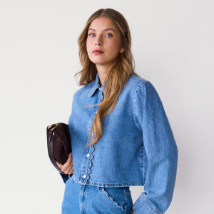 Kurtka jeansowa - L - niebieski - damska - Reserved - 888IU-50J