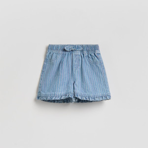 Jeansowe szorty w paski - 80 (9-12 m.) - niebieski - dziewczynki - Reserved - 889HN-50J