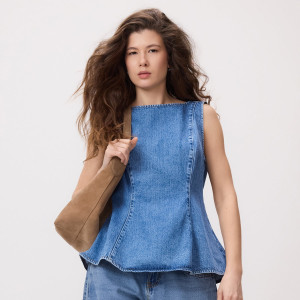 Jeansowy top - L - niebieski - damska - Reserved - 891JH-55J