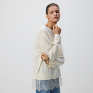Sweter z wełną - L - kremowy - damska - Reserved - 893IP-02X