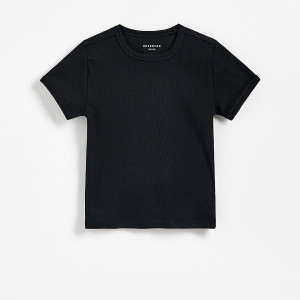 Gładki t-shirt - 134/140 (8-9 lat) - czarny - dziewczynki - Reserved - 895KC-99X