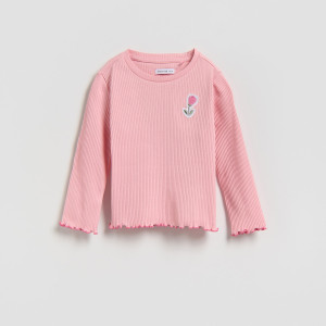 Koszulka z haftem - 116 (5-6 lat) - różowy - dziewczynki - Reserved - 896HT-30X