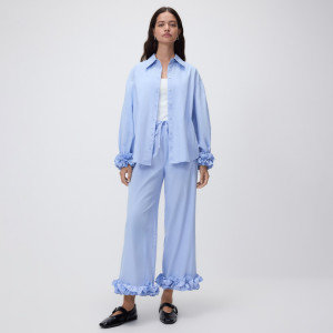 Spodnie z falbankami - XL - jasnoniebieski - damska - Reserved - 898HU-05X