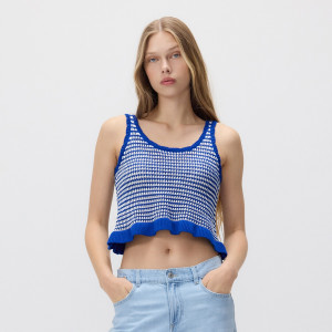 Dzianinowy top - XL - niebieski - damska - Reserved - 899EX-57X