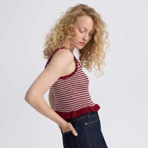 Dzianinowy top - XL - bordowy - damska - Reserved - 899EX-83X