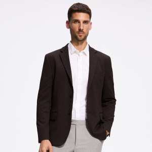 Marynarka slim fit z dodatkiem wiskozy - S - ciemnobrązowy - męska - Reserved - 900KD-89X