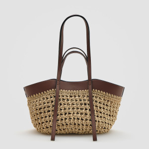 Pleciona torebka shopper - ONE SIZE - brązowy - damska - Reserved - 903CM-88X