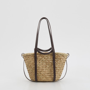 Słomkowa torebka shopper - ONE SIZE - ciemnobrązowy - damska - Reserved - 905CM-89X