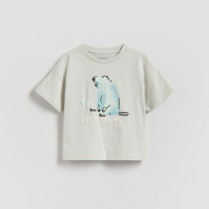 Bawełniany t-shirt - 80 (9-12 m.) - jasnoszary - chłopcy - Reserved - 905HR-09X