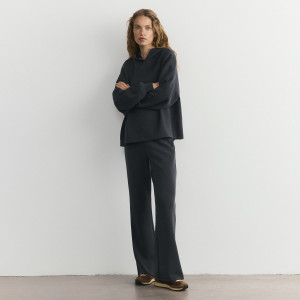 Luźne spodnie z modalem - L - granatowy - damska - Reserved - 905HS-95X