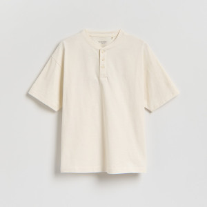 Bawełniany t-shirt - 170 (13-14 lat) - złamana biel - chłopcy - Reserved - 905IX-01X