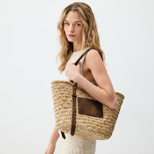 Pleciona torebka shopper - ONE SIZE - brązowy - damska - Reserved - 906CM-88X