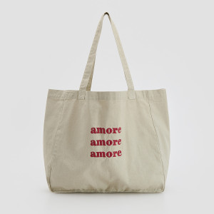 Bawełniana torebka shopper - ONE SIZE - jasnoszary - damska - Reserved - 907CM-09X