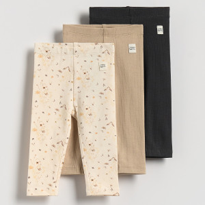 Bawełniane legginsy z naszywką - 68 (3-6 m.) - złamana biel - dziewczynki - Reserved - 907GK-01X